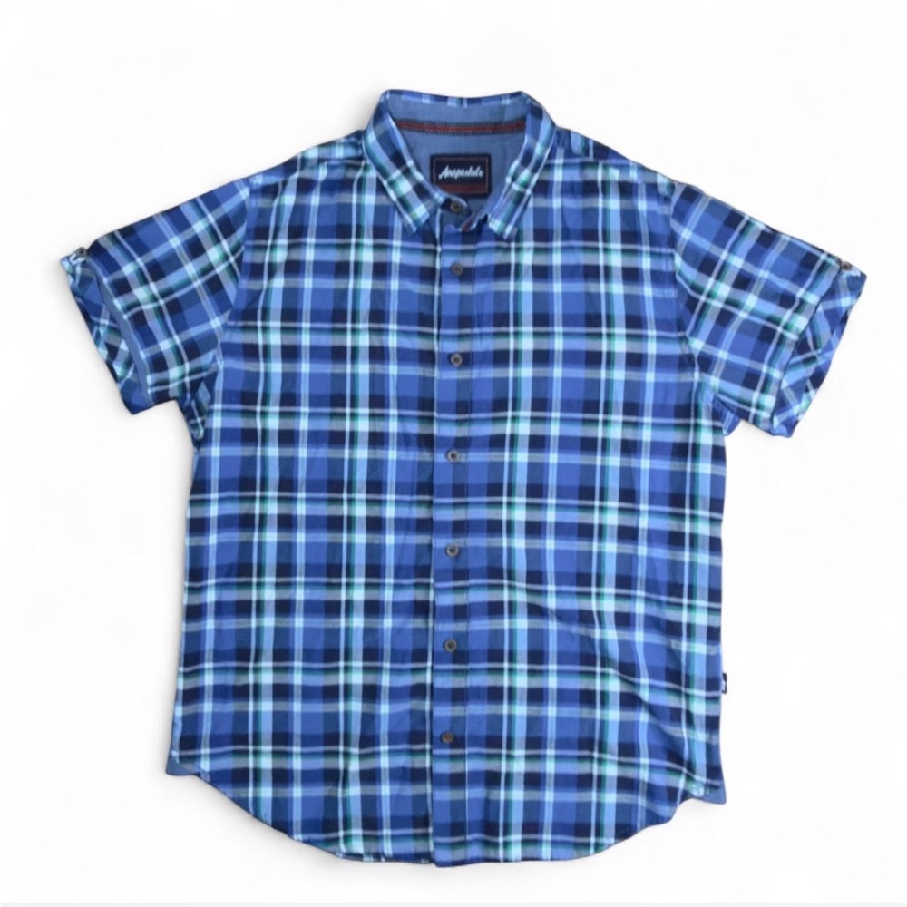 Aeropostale Blue and Black Plaid Casual Shirt